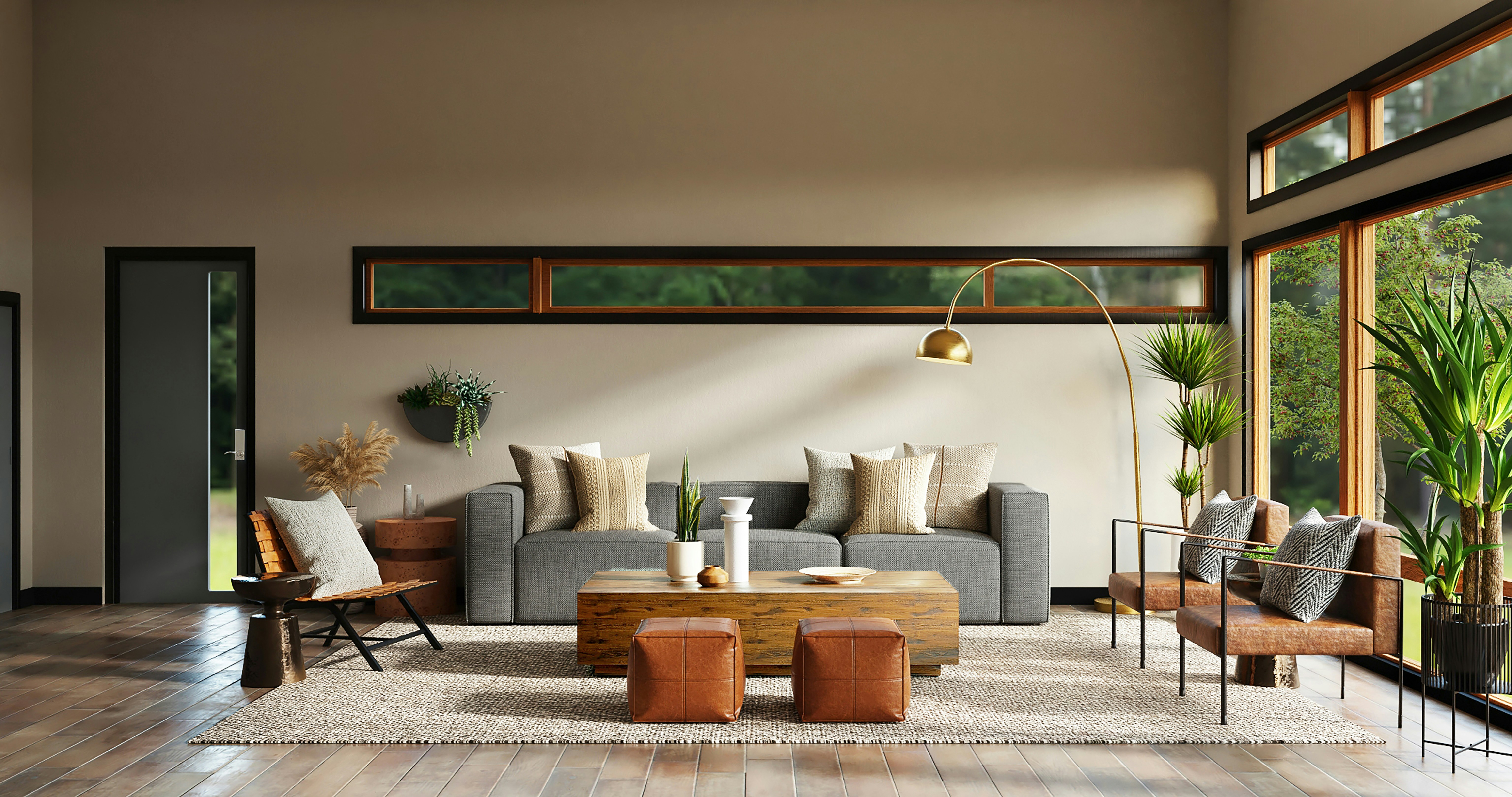 Sala clara com estilo escandinavo redesenhada com IA