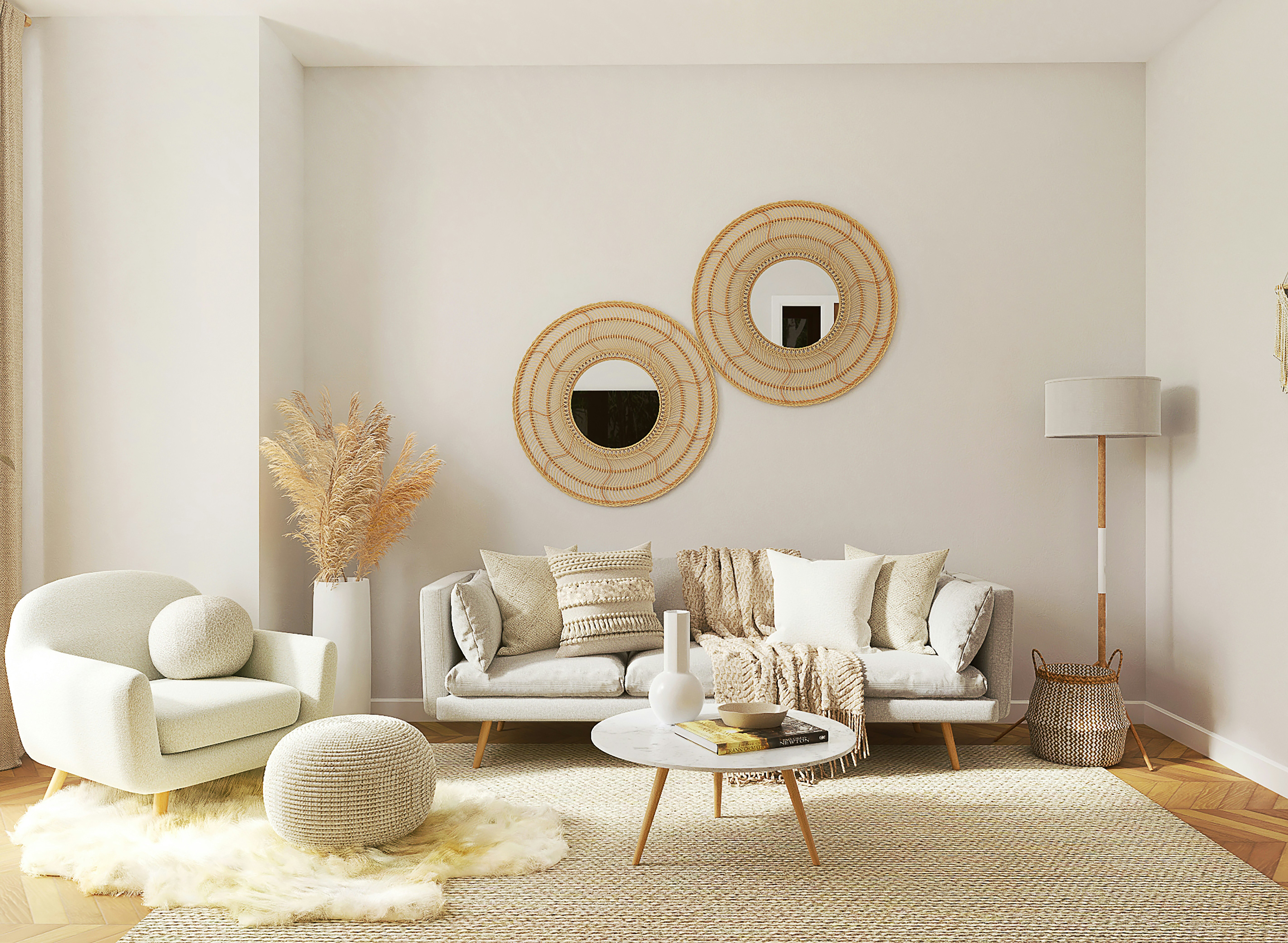 Sala minimalista redesenhada com IA